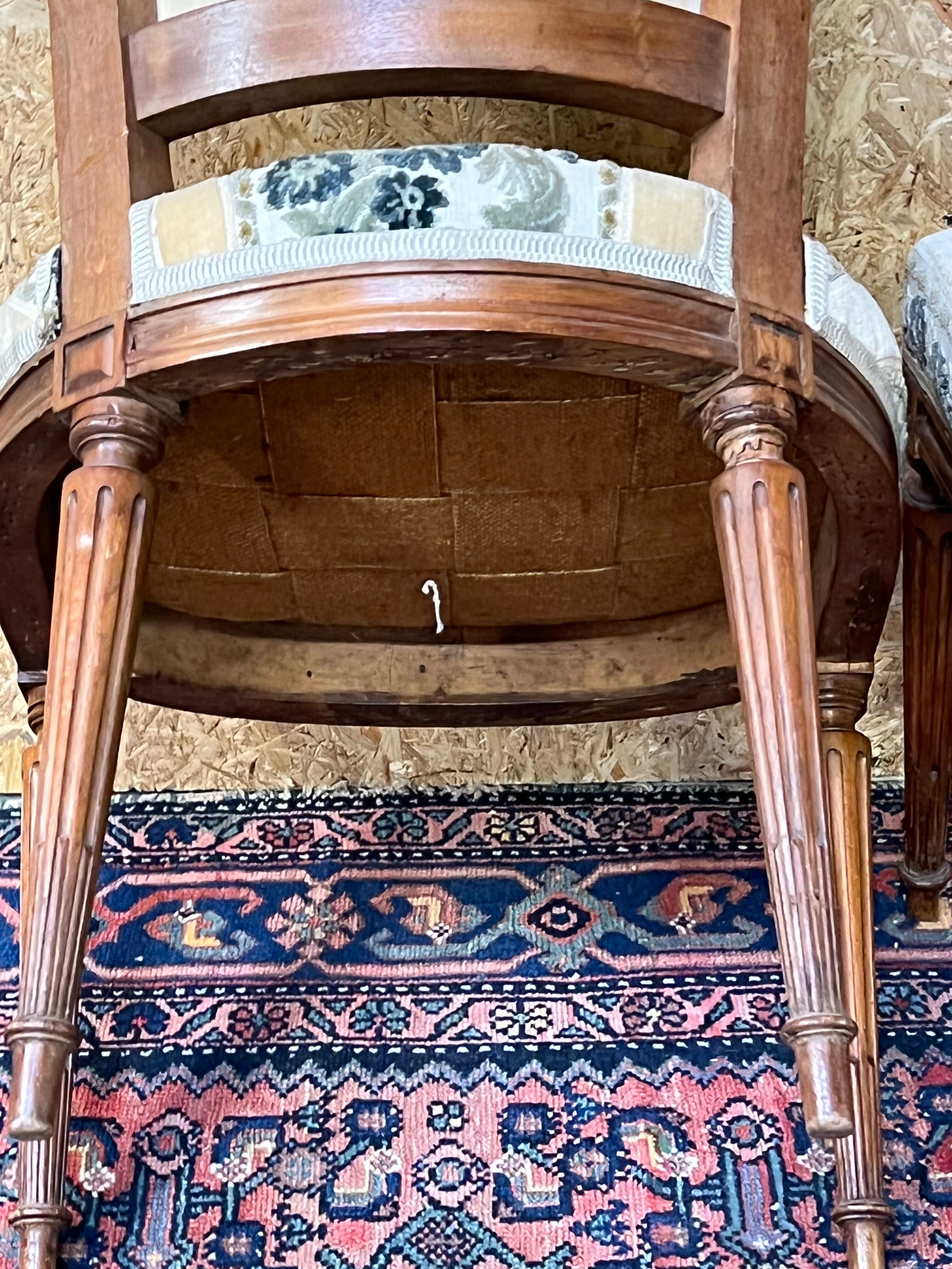 Pair of antique Louis XVI style chairs, beautifully upholstered