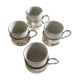 Set of 4 coffee cups silver metal coves Italian design, 70s