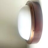 Vintage  wall or ceiling light in Mahogany & copper with  glass from a yacht