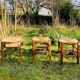 Tabouret rustique en bois et paille, XIXème s.