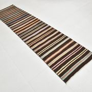 Striped Pattern Brown Kilim Runner Rug, 75x315Cm