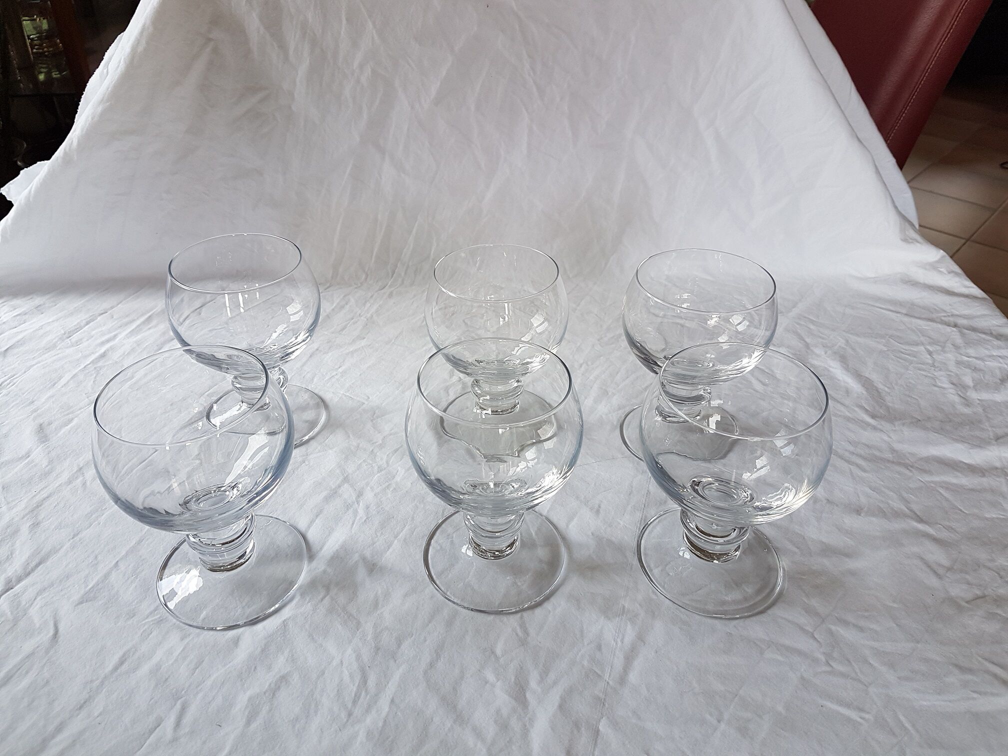 Lot of 6 vintage walk glasses in transparent glass