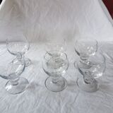 Lot of 6 vintage walk glasses in transparent glass