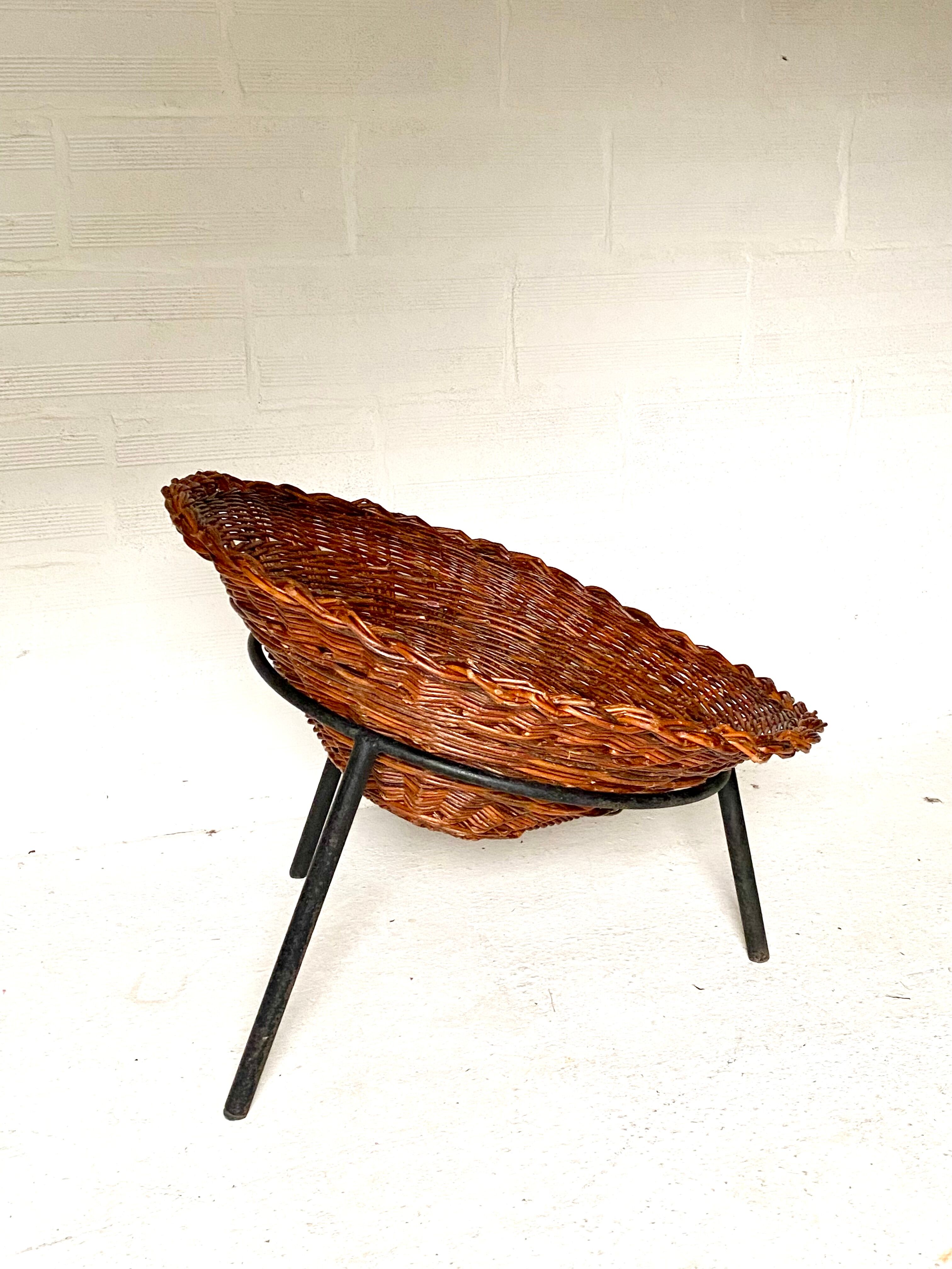 Pair of wicker basket armchairs