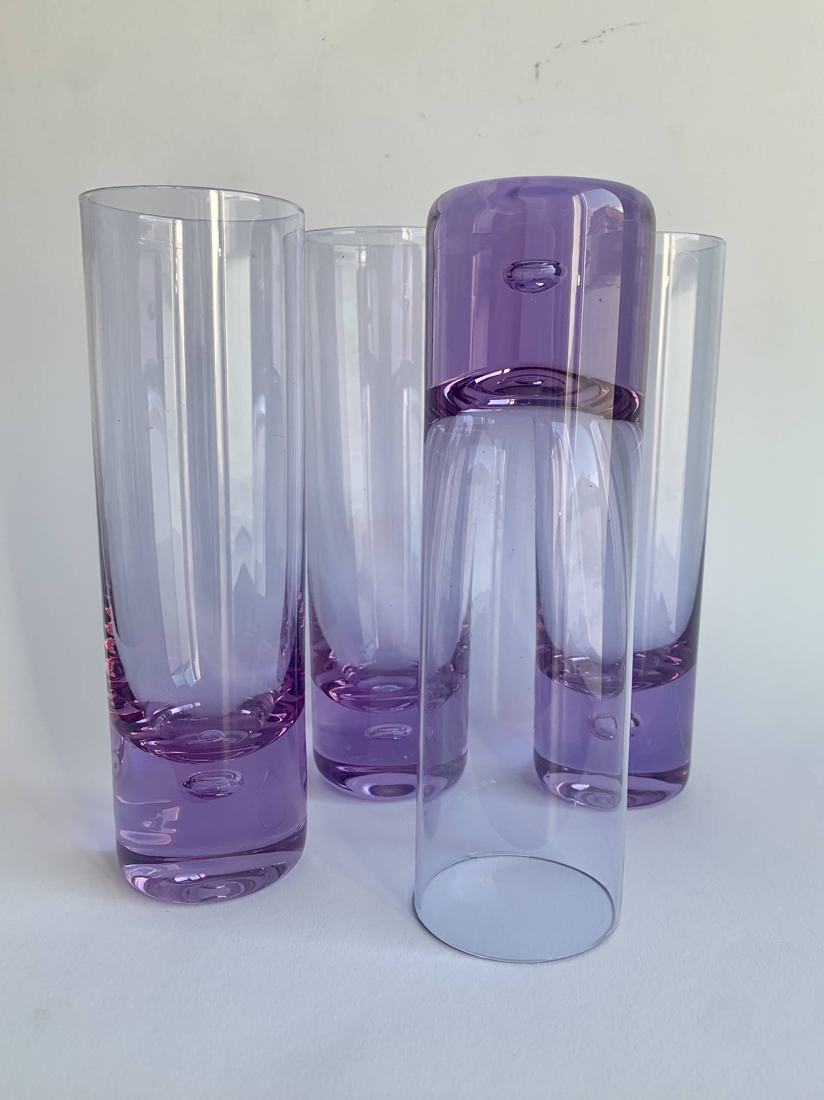 Ensemble de 4 verres Alexandrit conçus par Sergio Asti pour Arnolfo di Cambio.