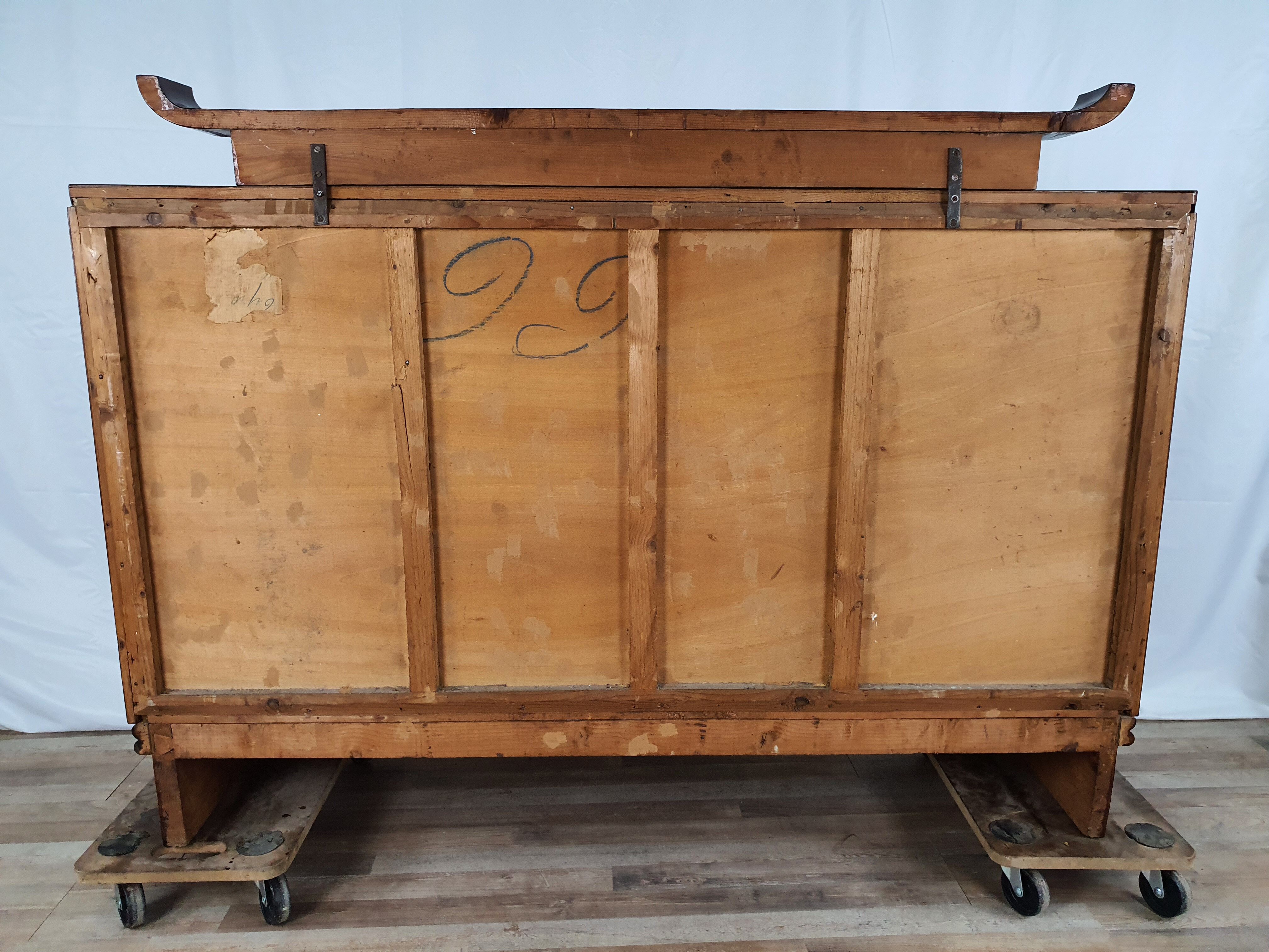 Art deco dining room sideboard in briar with upstand, 1940s