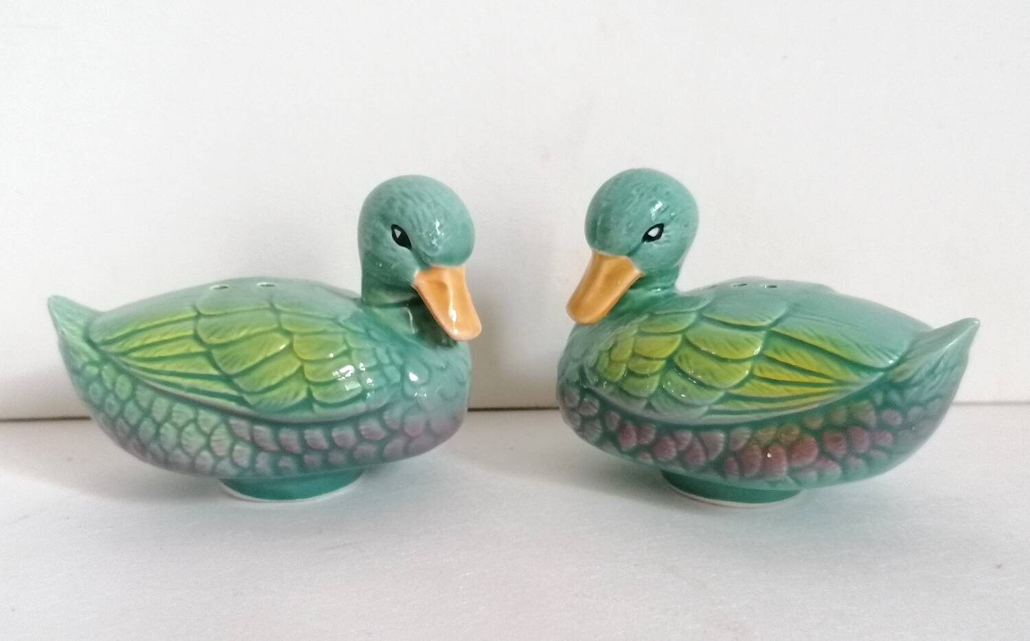 Salière poivrier canard barbotine zoomorphe