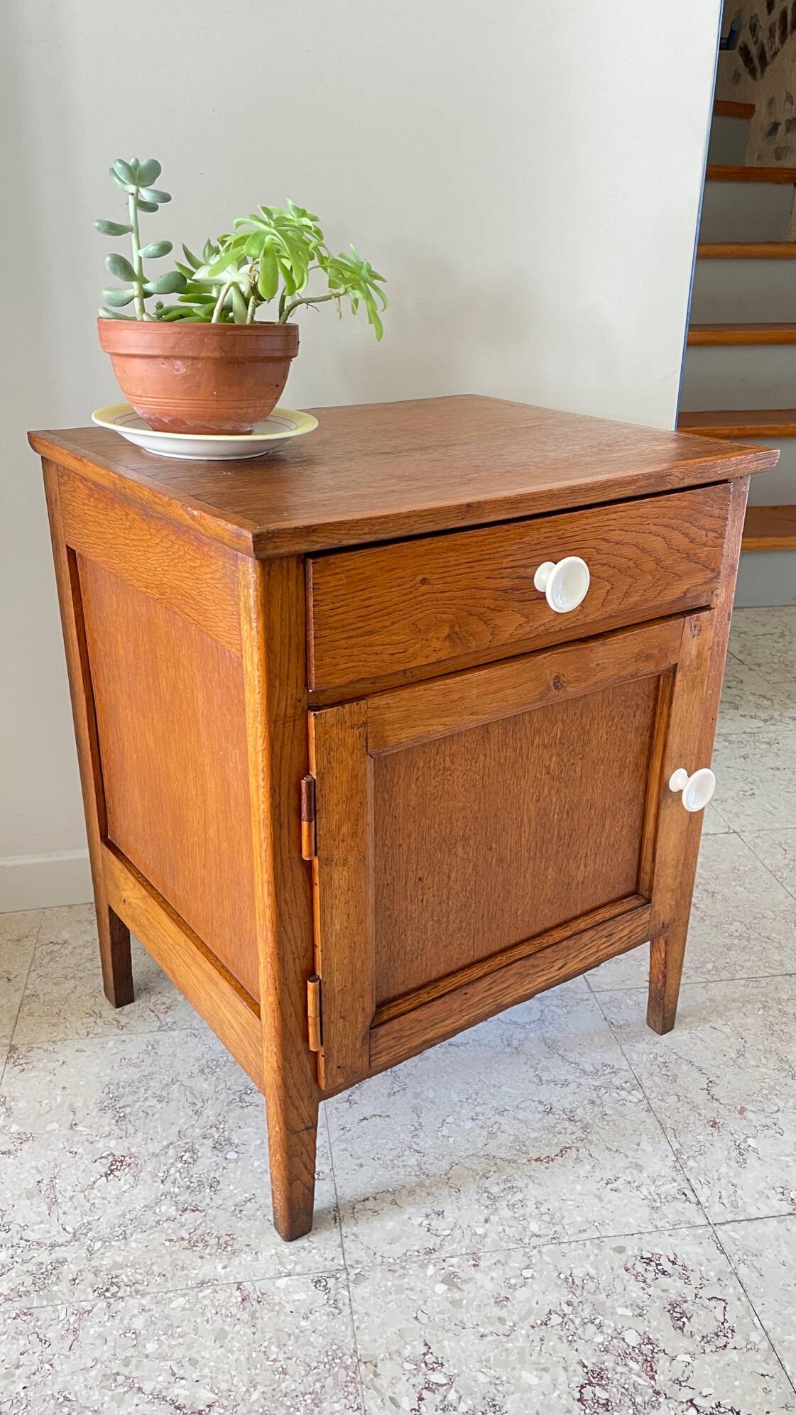 Oak bedside table from the 1950s