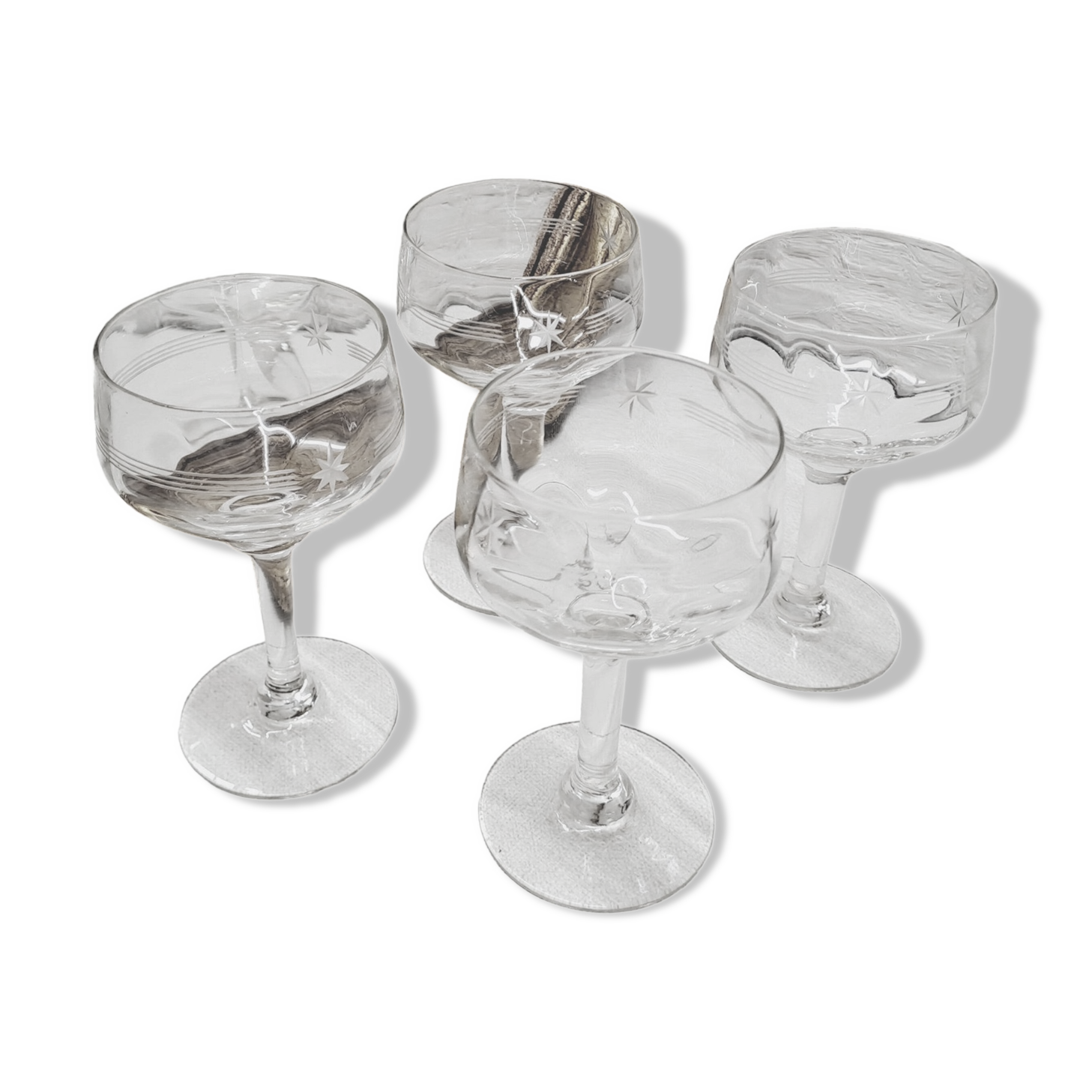Set of 4 star wine glasses