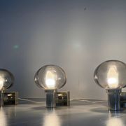 Set of 3 grey glass and chrome wall lights from the mid-century by N Leuchten, 1960s, Germany.