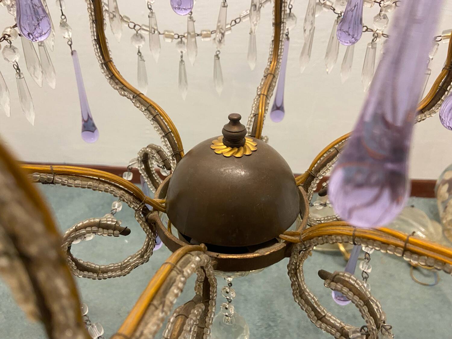 Crystal beaded murano glass chandelier 1960’s