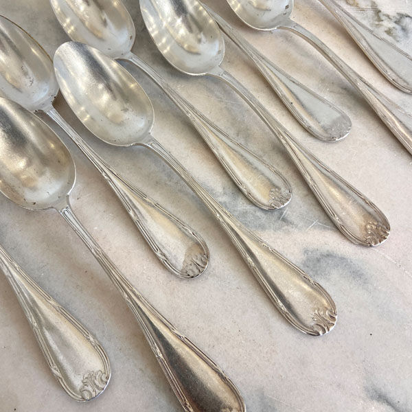 Series of 11 large old spoons, silver metal