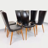 Set of 6 vintage Baumann Essor chairs in beech wood and skai