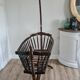 Old wooden rocking cradle twisted / vintage bars