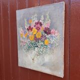 The summer bouquet of flowers, oil on old canvas