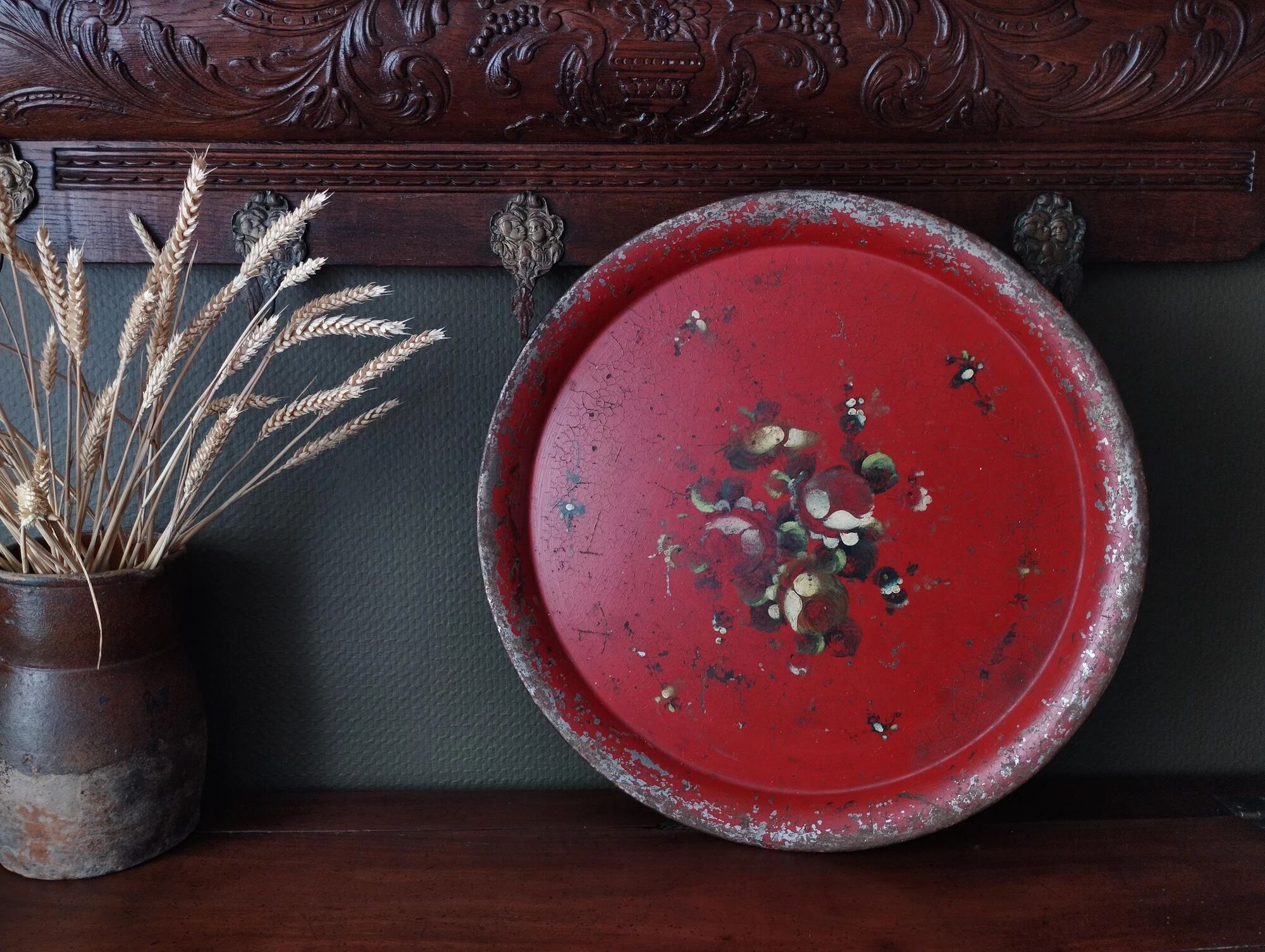 Very large Napoleon III painted tin tray