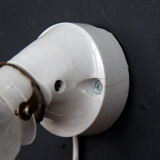 Paire d'appliques murales en porcelaine ancienne, tulipe verre vintage