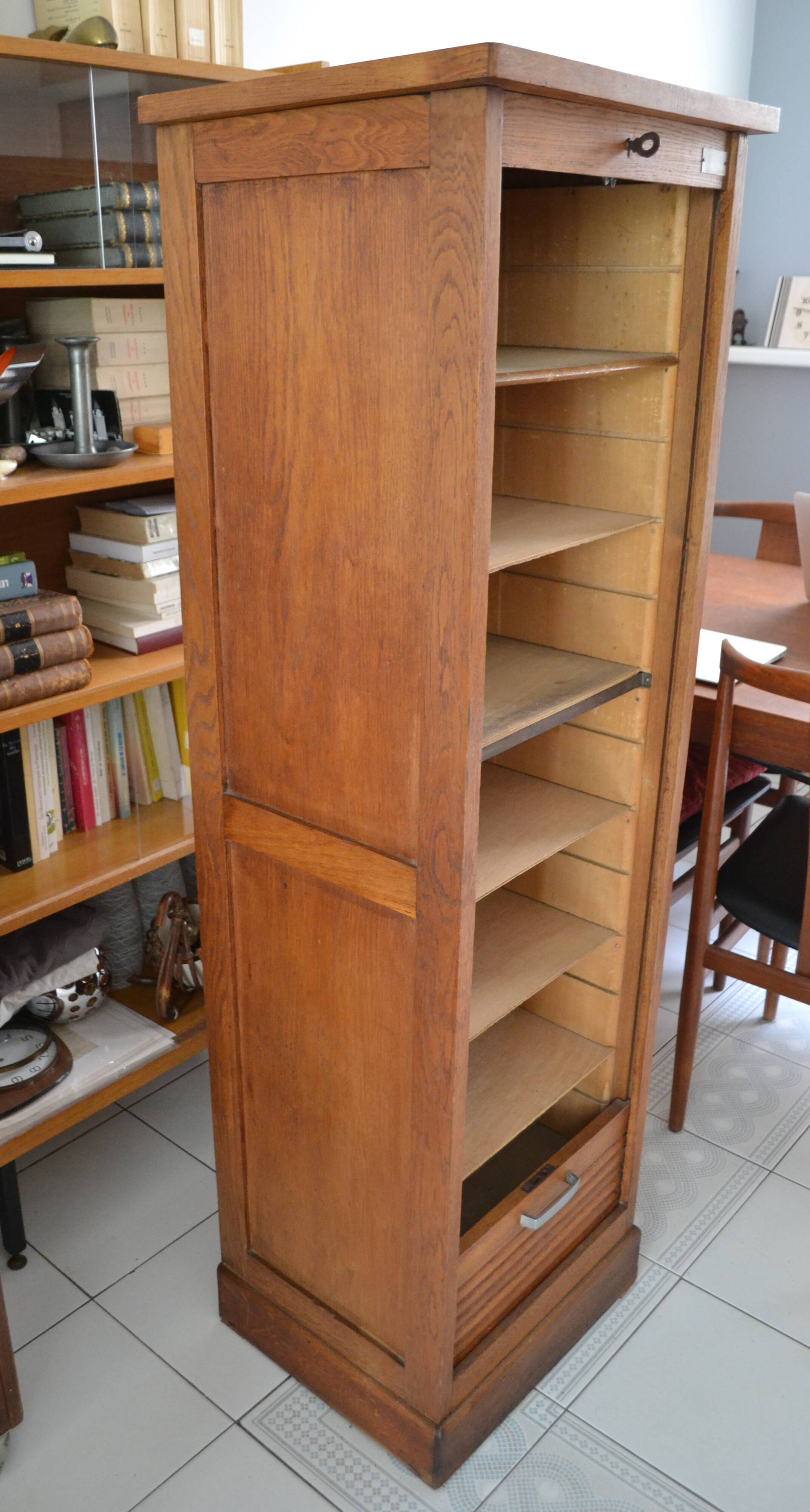 Solid oak curtain cabinet 50s 60s