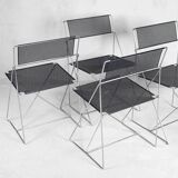 Minimalist Metal X-Line Chairs by Niels Jørgen Haugesen for Hybodan, 1970s, Set of 4