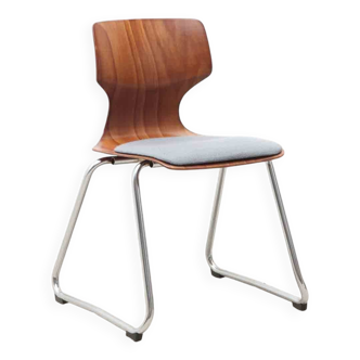 Flötotto chair with curved shell, oak and chrome