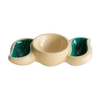 Small green and off-white ceramic ramekin