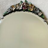 miroir de table vintage décor fleurs bois peint