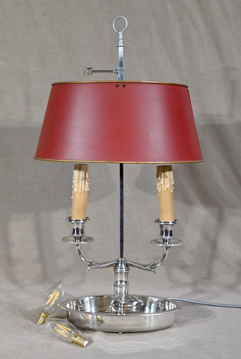 Silver metal hot water bottle lamp – early twentieth century