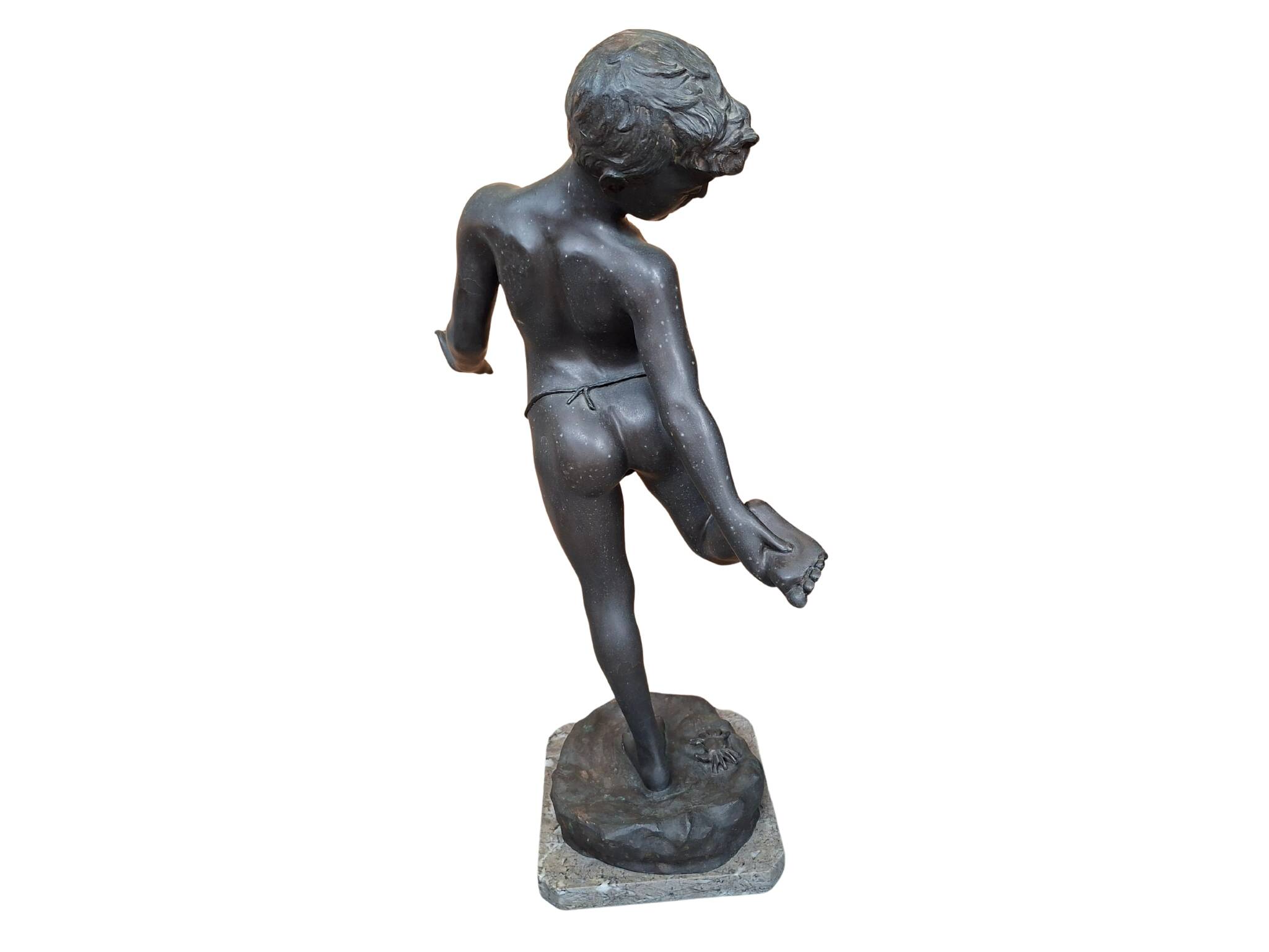 Splendida Scultura in Bronzo: "Il Bambino Morso dal Granchio" '90