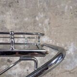 Folding trolley in silver metal