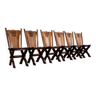 Chaises de salle à manger vintage | chaises brutalistes | chêne