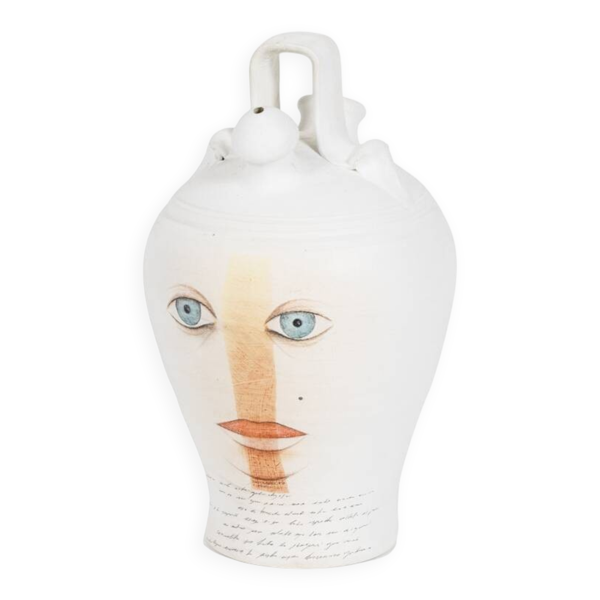 Vase en terre cuite peinte, travail contemporain