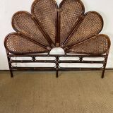 Rosette headboard in vintage rattan and canework