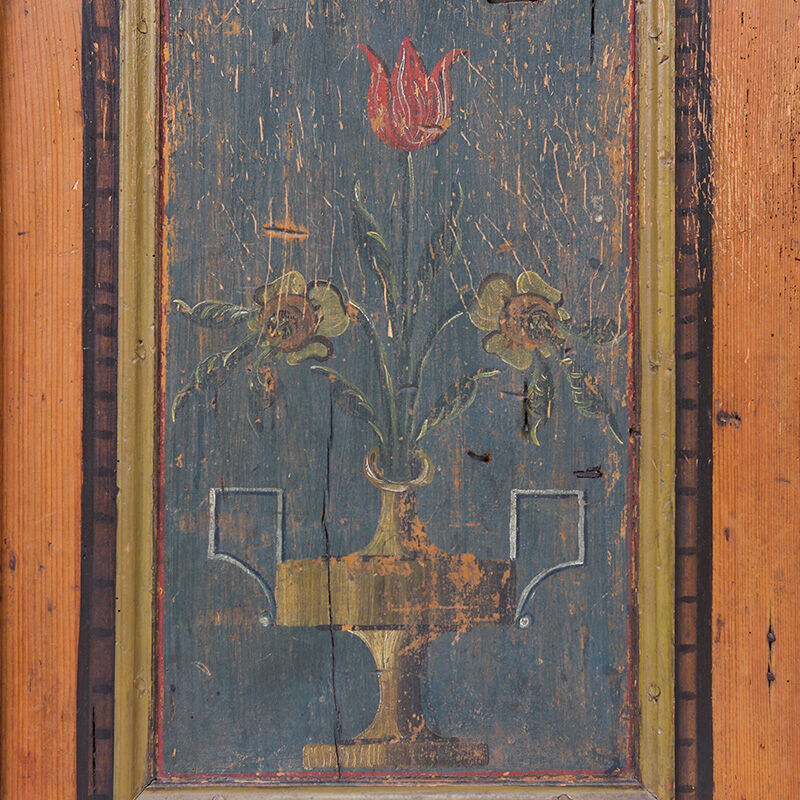 Antique Rustic Farmhouse Folk Art Painted Bridal Cabinet 1822