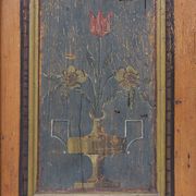 Antique Rustic Farmhouse Folk Art Painted Bridal Cabinet 1822