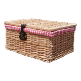 Wicker basket with gingham fabric