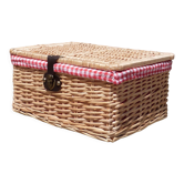 Wicker basket with gingham fabric