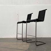 Vintage German cantilever bar stools B30 with leather cushions by Tecta and Jean Prouvé, set of 2.