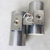 Double cylindrical wall lamp oxar stainless steel design 1970