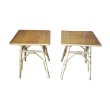 Pair of rattan bedside