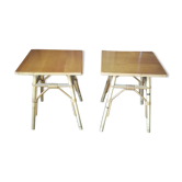 Pair of rattan bedside