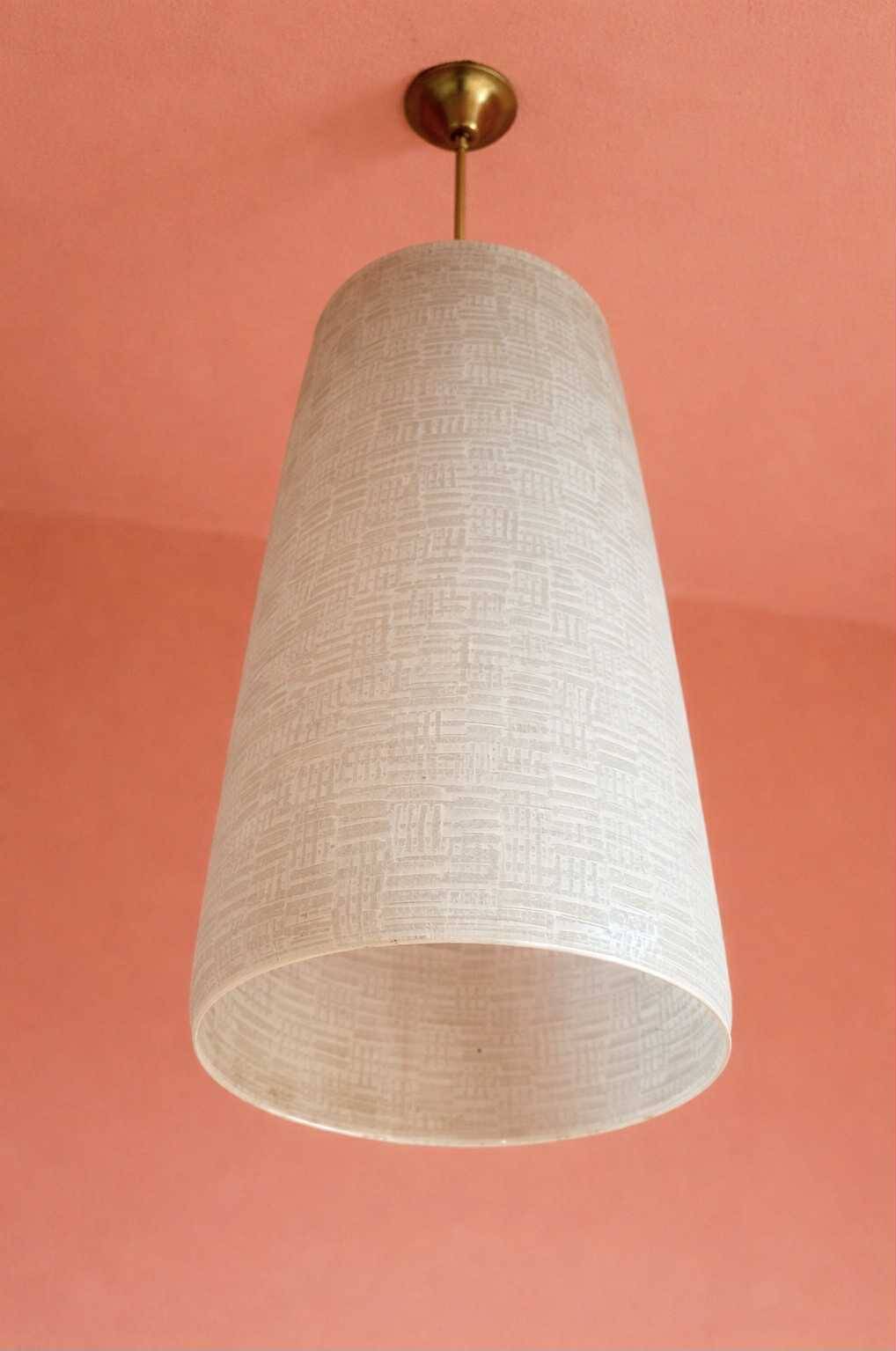 Vintage 1950 glass cylinder pendant light