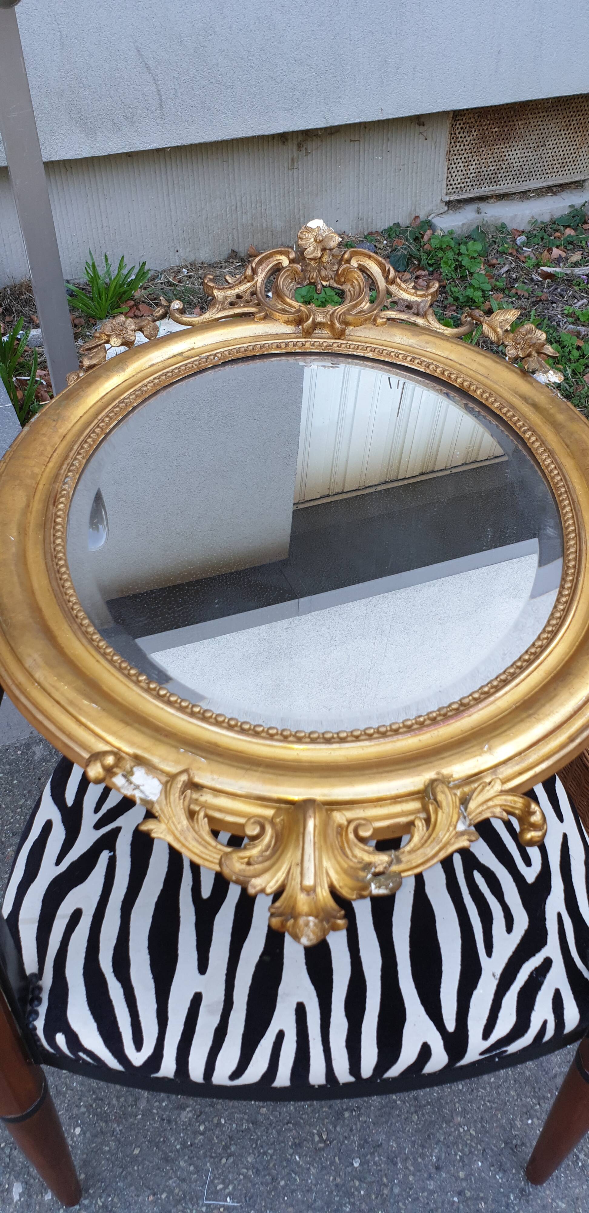 Oval mirror Louis xv period 19th century