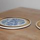 Set of 2 vintage ceramic coasters – Blue floral design and gilding – Made in France