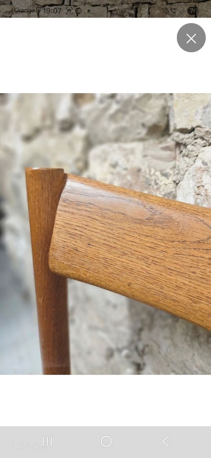 6 chaises Scandinave 1960' sangles tressées
