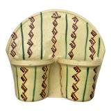 Wall-mounted planter or cutlery drainer in yellow vintage ceramic