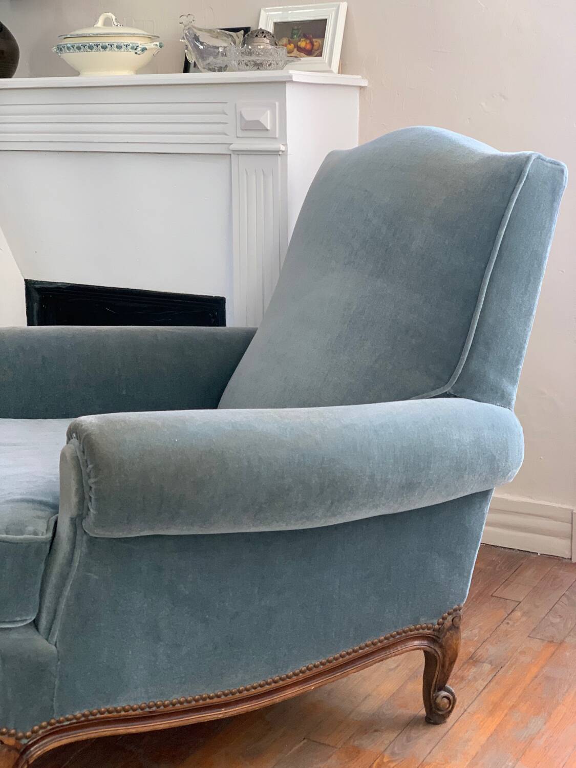 Antique velvet armchair