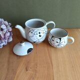 Teapot set and vintage pierrot cup