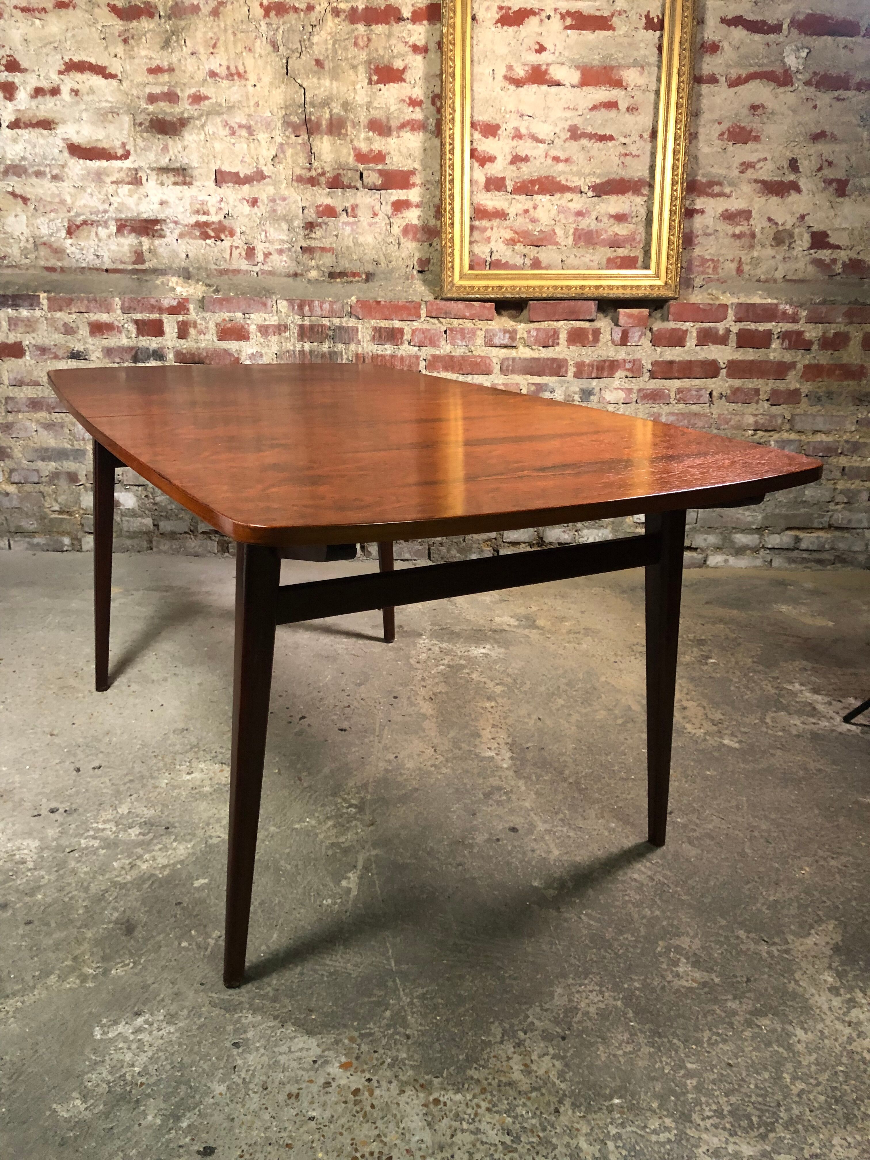 Scandinavian table with rosewood extensions from Rio vintage 1960