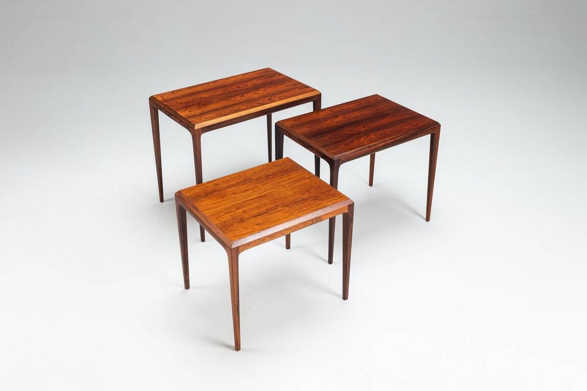 Johannes Andersen set of nesting tables in rosewood Silkeborg Denmark 1960