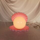 Pink shell and opaline pearl lamp, Saint-Jacques, France, 1970